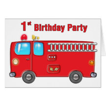 Fabulous Fire Truck 1st Birthday Cards