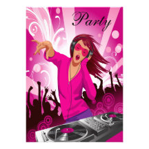 Fabulous Pink Lady DJ Party Personalized Announcements