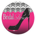 Fabulous Scalloped Damask Stiletto Bridal Shower stickers