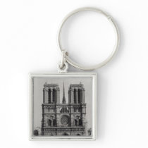 Facade of Notre-Dame, Paris, late 19th century Key Chain