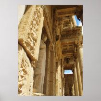 Facade Of The Celsus  Library  Ephesus, Selcuk Poster