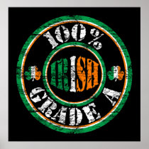 Faded '100% Grade A Irish' Stamp Poster (Large)