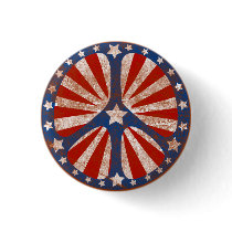 Faded American Peace Sign Pinback Button