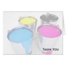 Faded Paint Cans in Turquoise Pink Yellow Black Greeting Cards