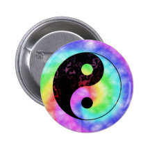 Faded Rainbow Yin Yang Button