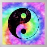 Faded Rainbow Yin Yang Poster posters