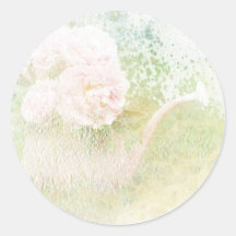 Faded Textures Peony Bouquet Round Stickers