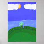 Faerie on Clover in a Meadow Poster