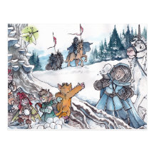 Faery Snowball Fight Postcards