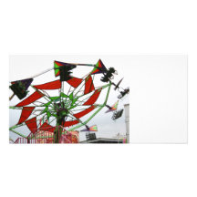 Fair Ride Flying Glider Green and Red Image Personalized Photo Card
