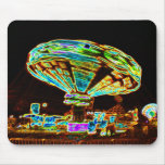 Fair ride Swings Blur Black and Neon Mouse Pad