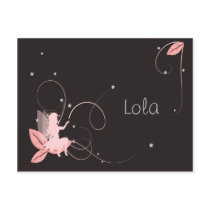 Faire-part de naissance fée rose étoiles arabesque cartes postales