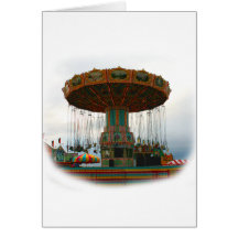 Fairgrounds Swings Stopped Against Grey sky Card