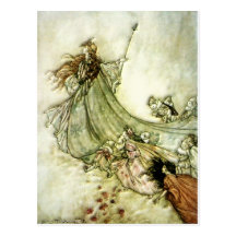 Fairies Away - Arthur Rackham Post Card