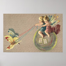 Fairies Riding a Bubble Poster
