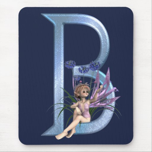 Fairy Blue Monogram B Mouse Pads