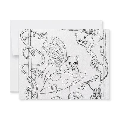 Fairy Cats N Mushroom Personalized Announcement by BeMusedArt