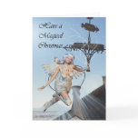 Fairy christmas scene, fairy holding weather vane cards