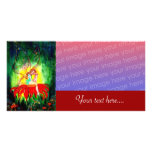 FAIRY DREAMING ON THE RED FLOWER green yellow photo cards