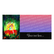 FAIRY DREAMING ON THE RED FLOWER green yellow