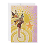 Fairy faery star girls pink invitations