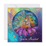 FAIRY IN THE NIGHT ,pink yellow blue  red sparkles invitations
