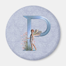 Fairy Monogram P Refrigerator Magnets