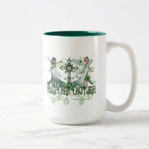 Fairy - Pretty Green Fairies with Celtic Cross Mug