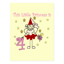Fairy Princess 4th Birthday  Tshirts and Gifts Postcard