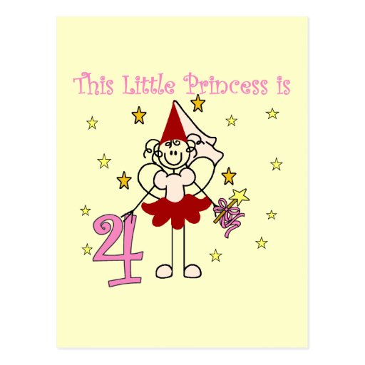Fairy Princess 4th Birthday  Tshirts and Gifts Postcard