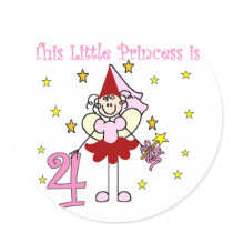 Fairy Princess 4th Birthday  Tshirts and Gifts Stickers