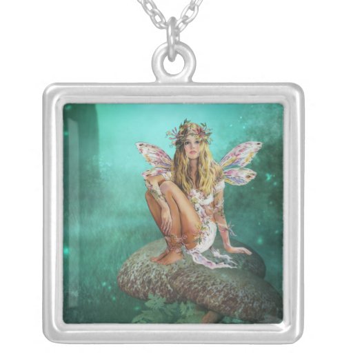 Fairy Sitting on a Mushroo Fantasy Necklace Design