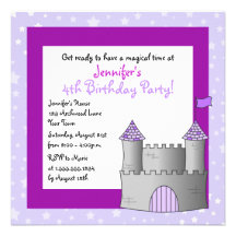 Fairy Tale Castle Themed Child Birthday - Purple Personalized Announcements