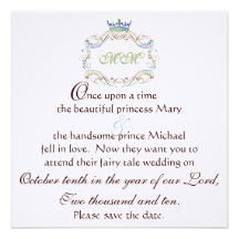 Fairy Tale French Script  Fancy Frame Crown Personalised Announcements