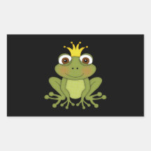 Fairy Tale Frog Prince with Crown Rectangular Stickers