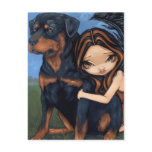 "Fairy with a Rottweiler" Postcard