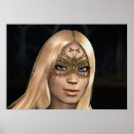 Fairy with Golden Butterfly Mask Fantasy Poster