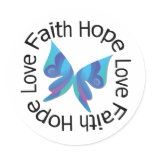 Faith Hope Love Blue Butterfly Sticker