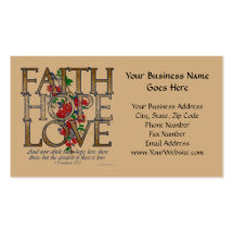 Faith Hope Love, Floral Design With Bible Verse Business Cards