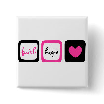Faith Hope Love Heart 1 Corinthians 13:13 Pinback Buttons