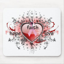 Faith Hope Love Heart Cancer Awareness Pink Ribbon Mousepads