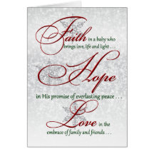 Faith, Hope, Love Silver Snowflakes Christmas Card