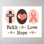 Faith Love Hope Breast Cancer Pink Ribbon Poster posters