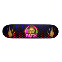 Faith skull pink fire Skatersollie skateboard.