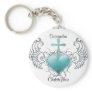 Faithful Crystal Blue Heart Key Chains