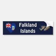 Falkland Islands Flag Heart + Map Bumper Sticker