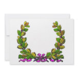 Fall coloured wreath and purple ribbon invitations