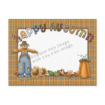 Fall Design Template with Scarecrow and Pumpkins postcards