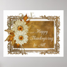 Fall Flowers Design 1 - Happy Thanksgiving Print