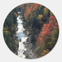 Fall foliage at Queechee Gorge, Queechee, Vermont, Round Stickers